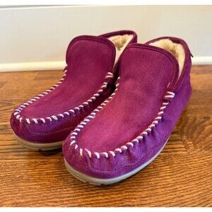 LL Bean Womens 9M Wicked Good Slippers Boot Moccasins Pink Suede  Slip On